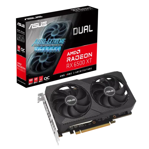 ASUS Dual Radeon RX 6500 XT V2 OC Edition 4GB GDDR6 Graphics Card